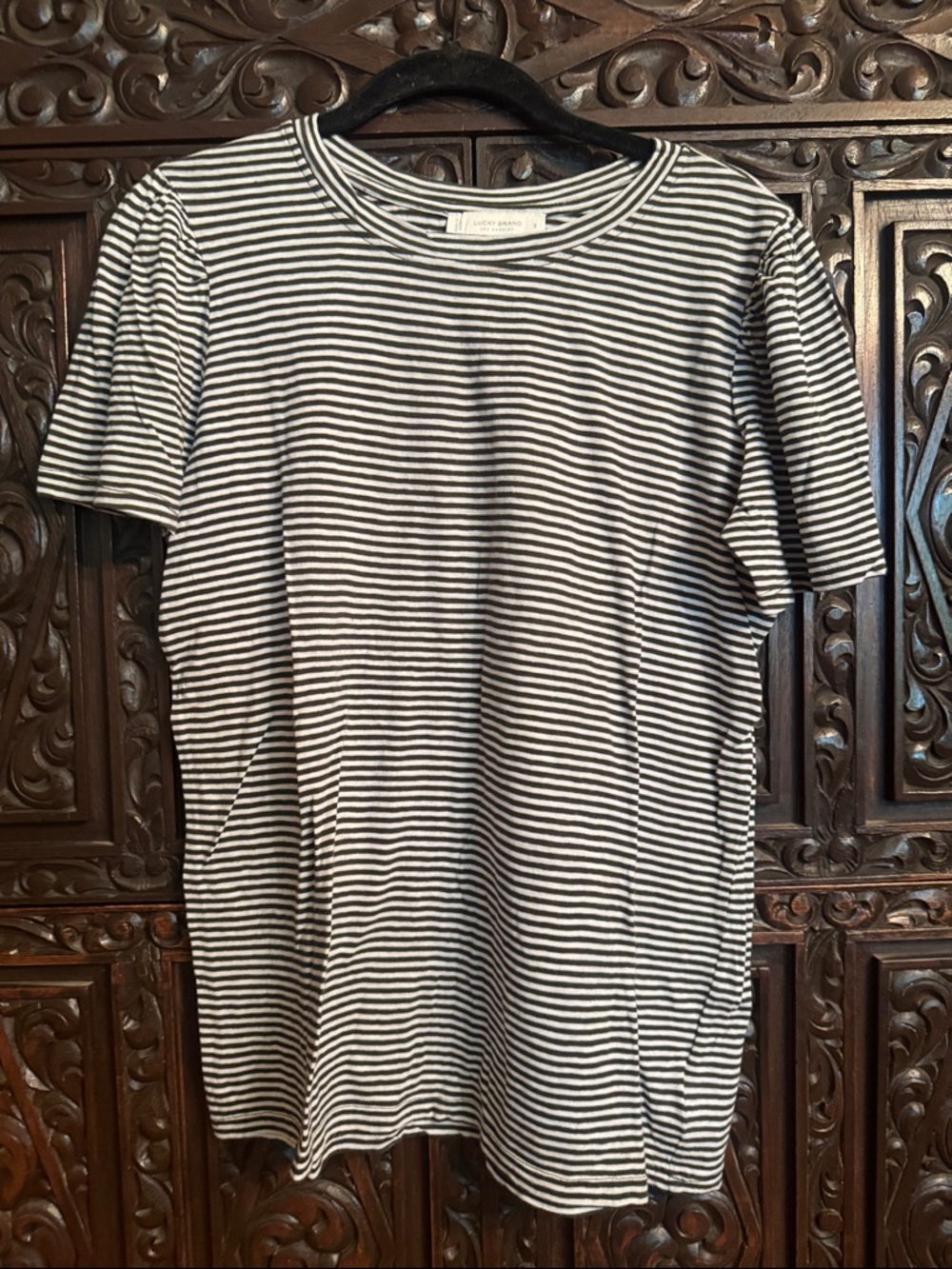 NWOT Luck Brand Striped Crewneck Tee - Black & White